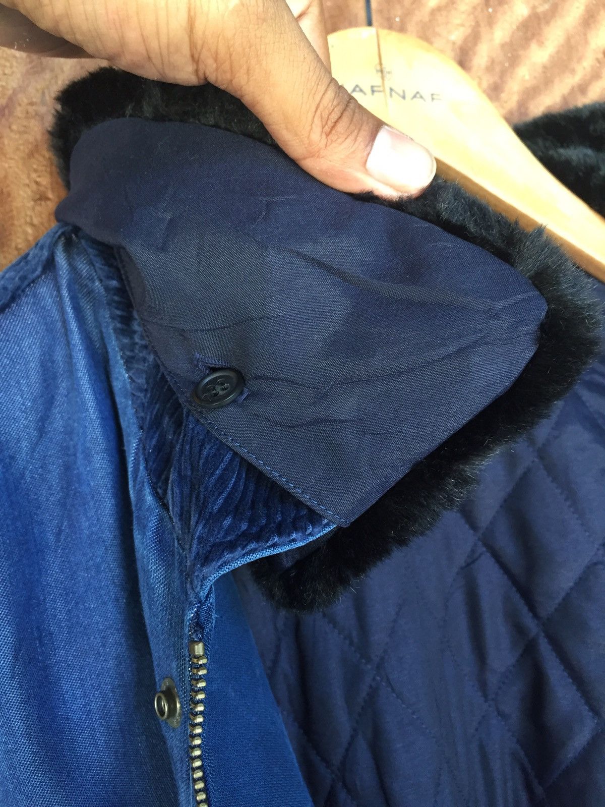 Lancel Lancel cudroy and denim bomber fur neck jacket Size US L / EU 52-54 / 3 - 10 Thumbnail