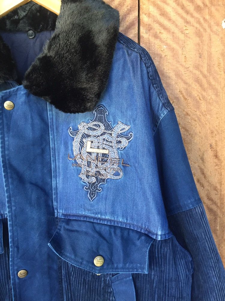 Lancel Lancel cudroy and denim bomber fur neck jacket Size US L / EU 52-54 / 3 - 6 Thumbnail