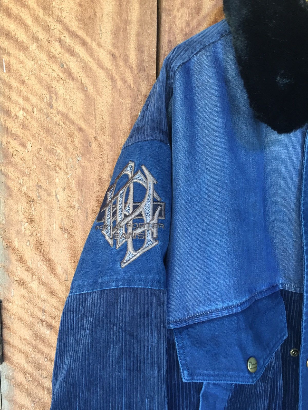 Lancel Lancel cudroy and denim bomber fur neck jacket Size US L / EU 52-54 / 3 - 8 Thumbnail