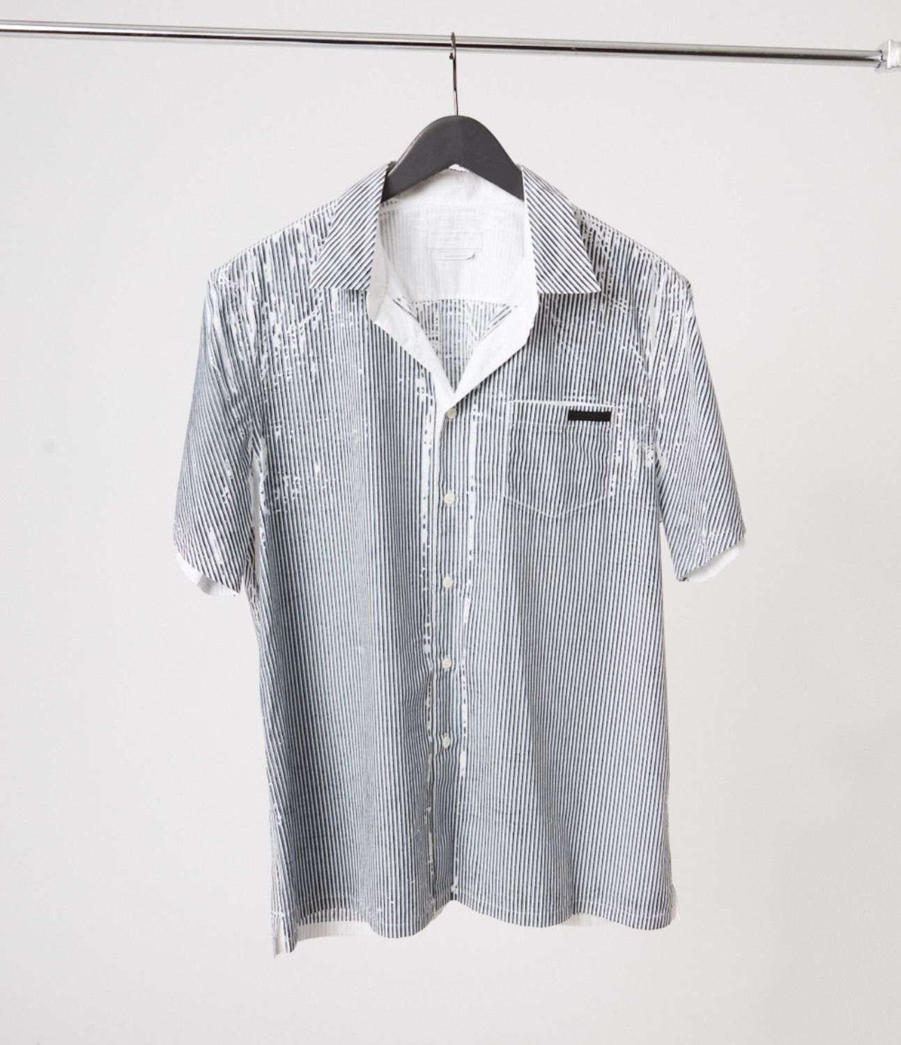 Pre-owned Prada Ss19 Table-printed 'bleach' Stripe Shirt In Steel Grey