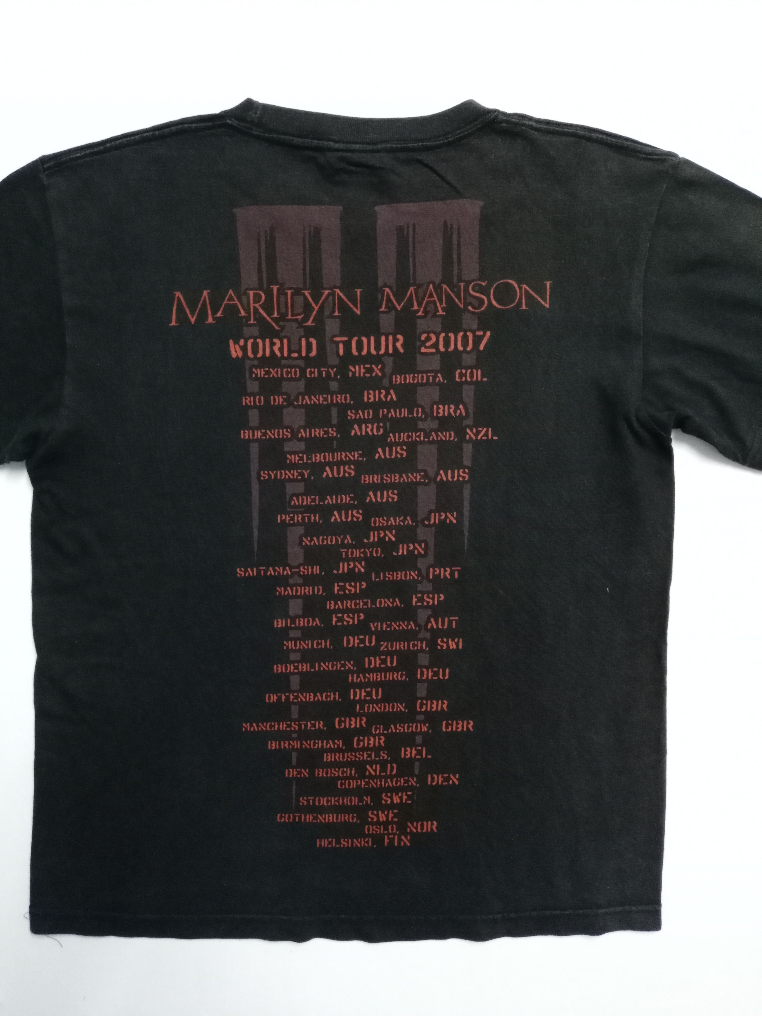 Band Tees × Vintage Rare Marylin Manson World Tour 2007 Band Tee Size US S / EU 44-46 / 1 - 2 Thumbnail