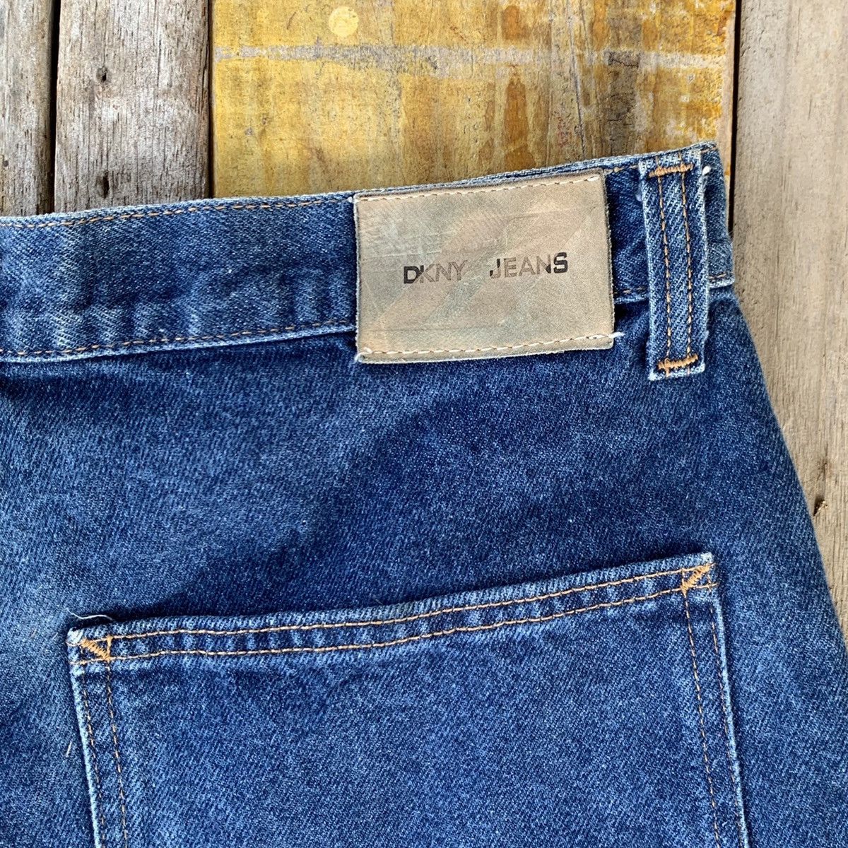 Dkny denim jeans with skull bead