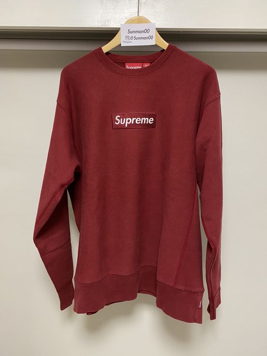 Supreme supreme burgundy box logo crewneck 2003 | Grailed