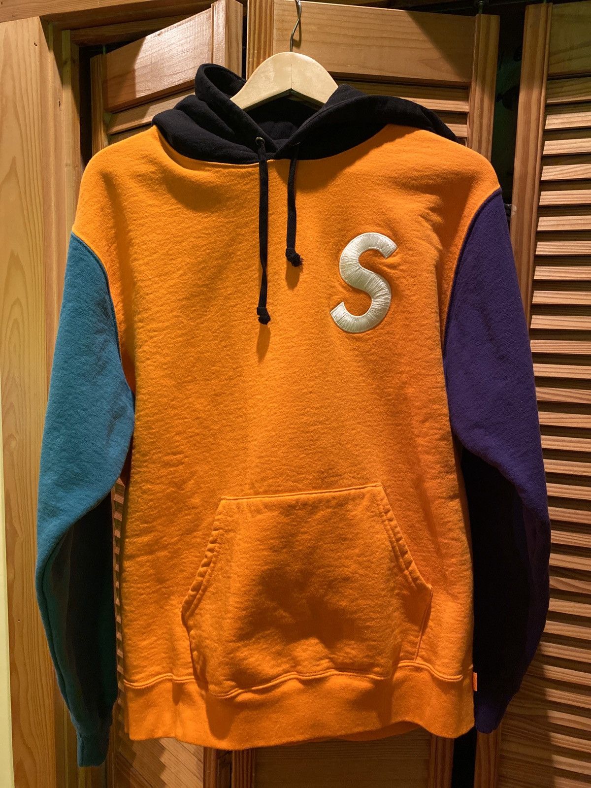 Supreme S Logo Colorblocked Hoodie Grailed