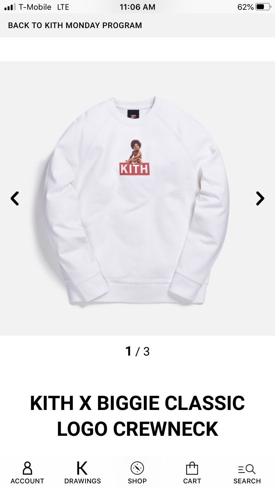 KITH X BIGGIE CLASSIC LOGO CREWNECK XXL