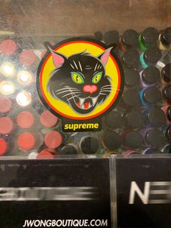 Supreme black hot sale cat sticker