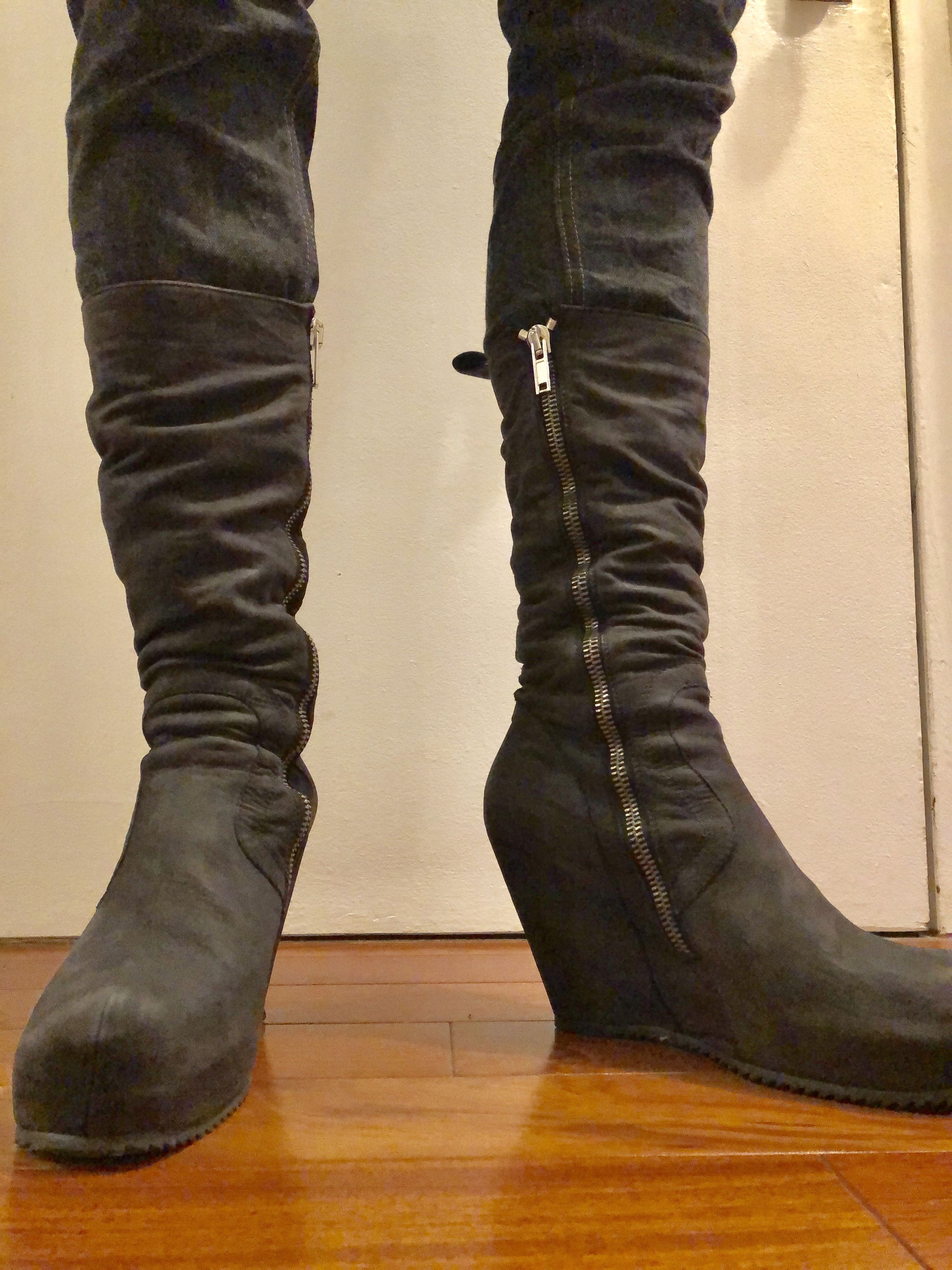 Rick Owens RARE: Iconic Rick Owens Tall Wedge Boots (Sz 44