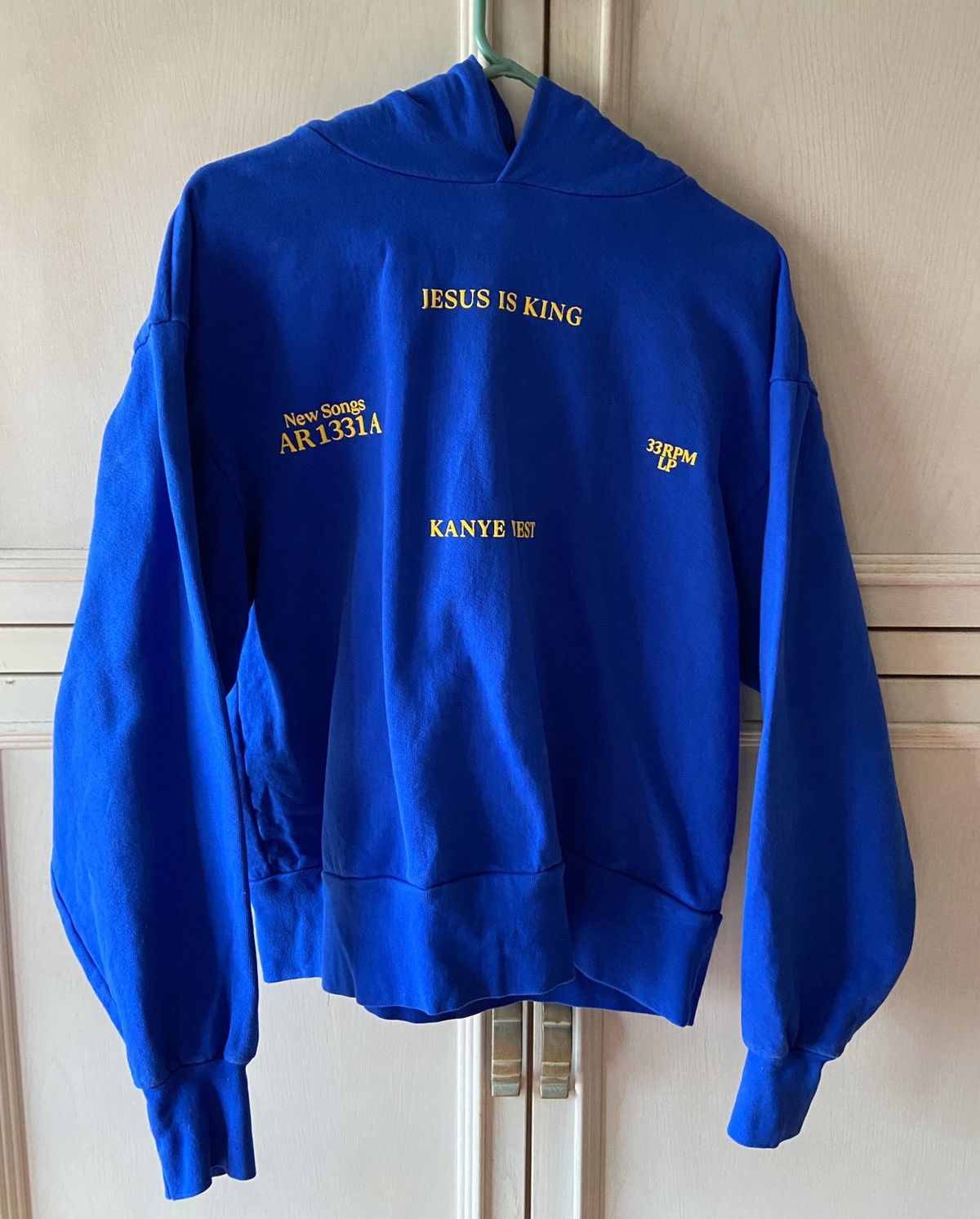 Kanye West × Yeezy Season Jesus is King Vinyl Hoodie I size M blue 