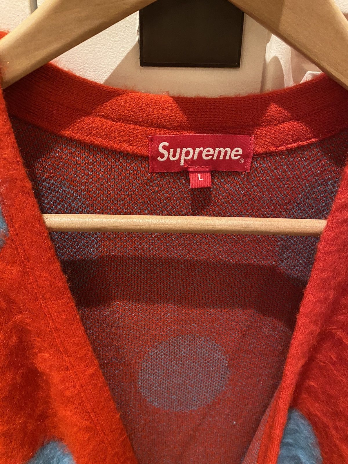 Supreme Supreme Red Brushed Polka Dot Cardigan L | Grailed