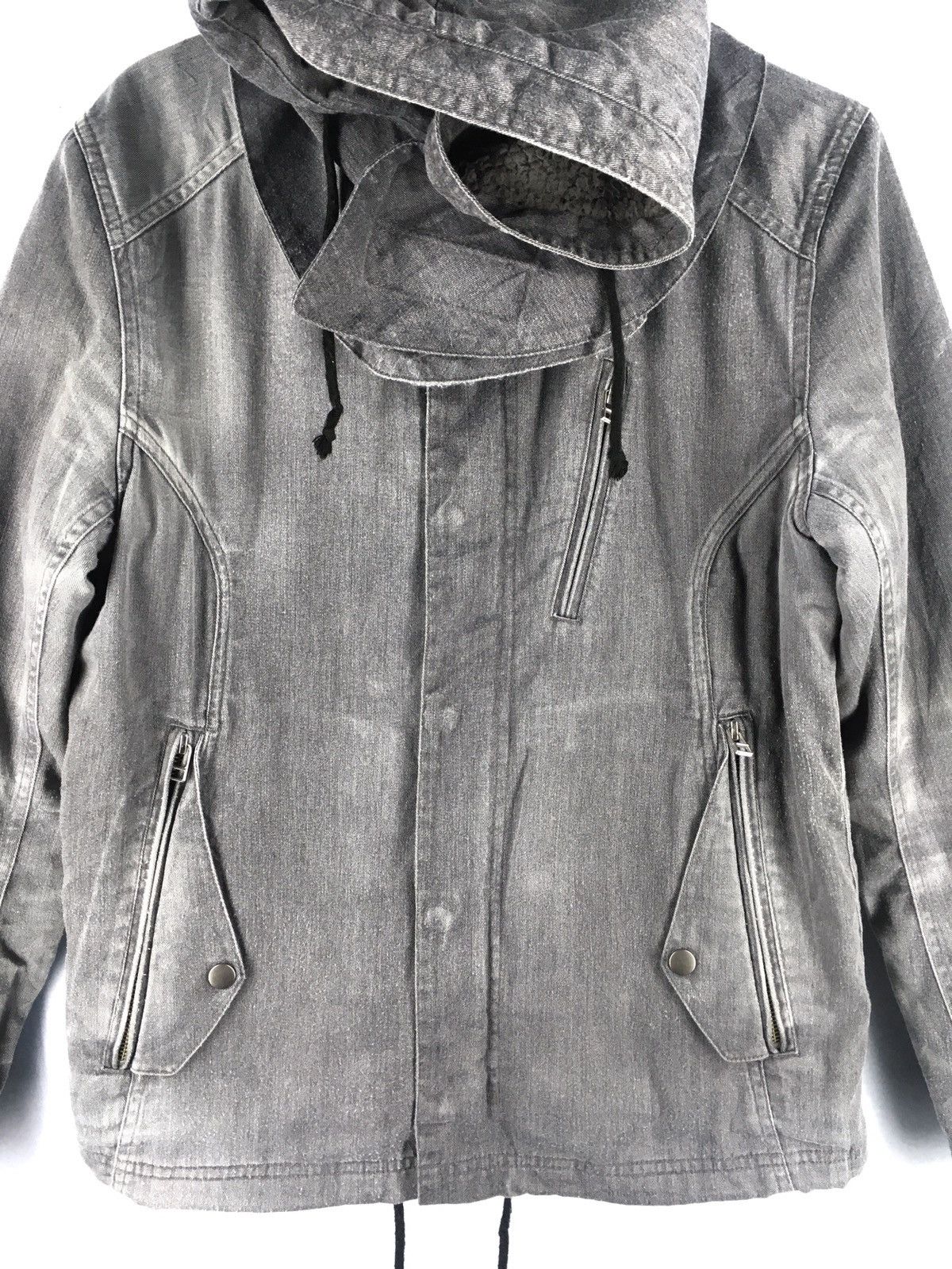 HARE HARE DISTRESSED DESIGN HOODIE DENIM JACKET Size US M / EU 48-50 / 2 - 3 Thumbnail