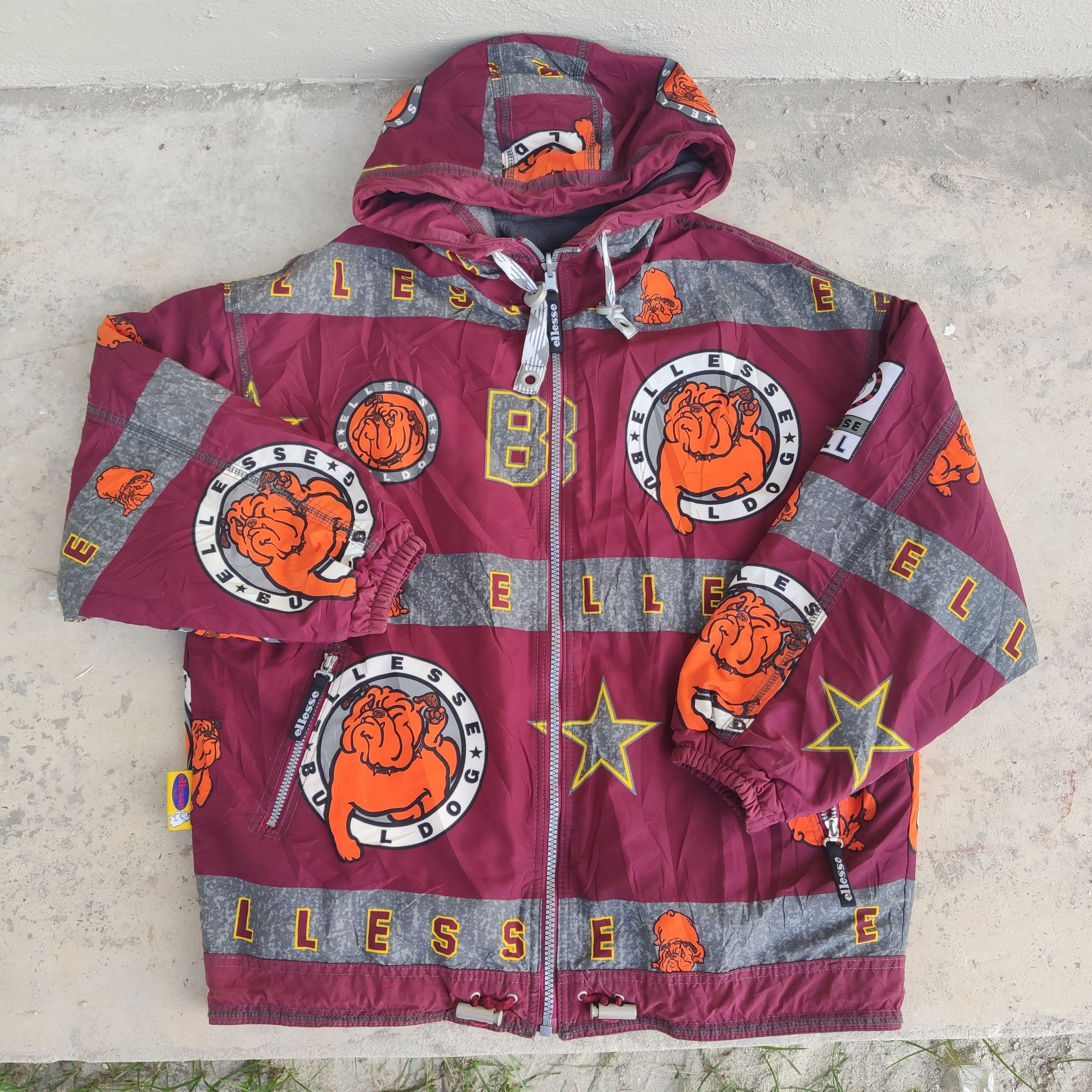 GQ994◇ellesse : BULLDOG :スキージャケット◇O◇ Vintage 90s Ellesse Bulldog Ski Wear Reversible Jacket