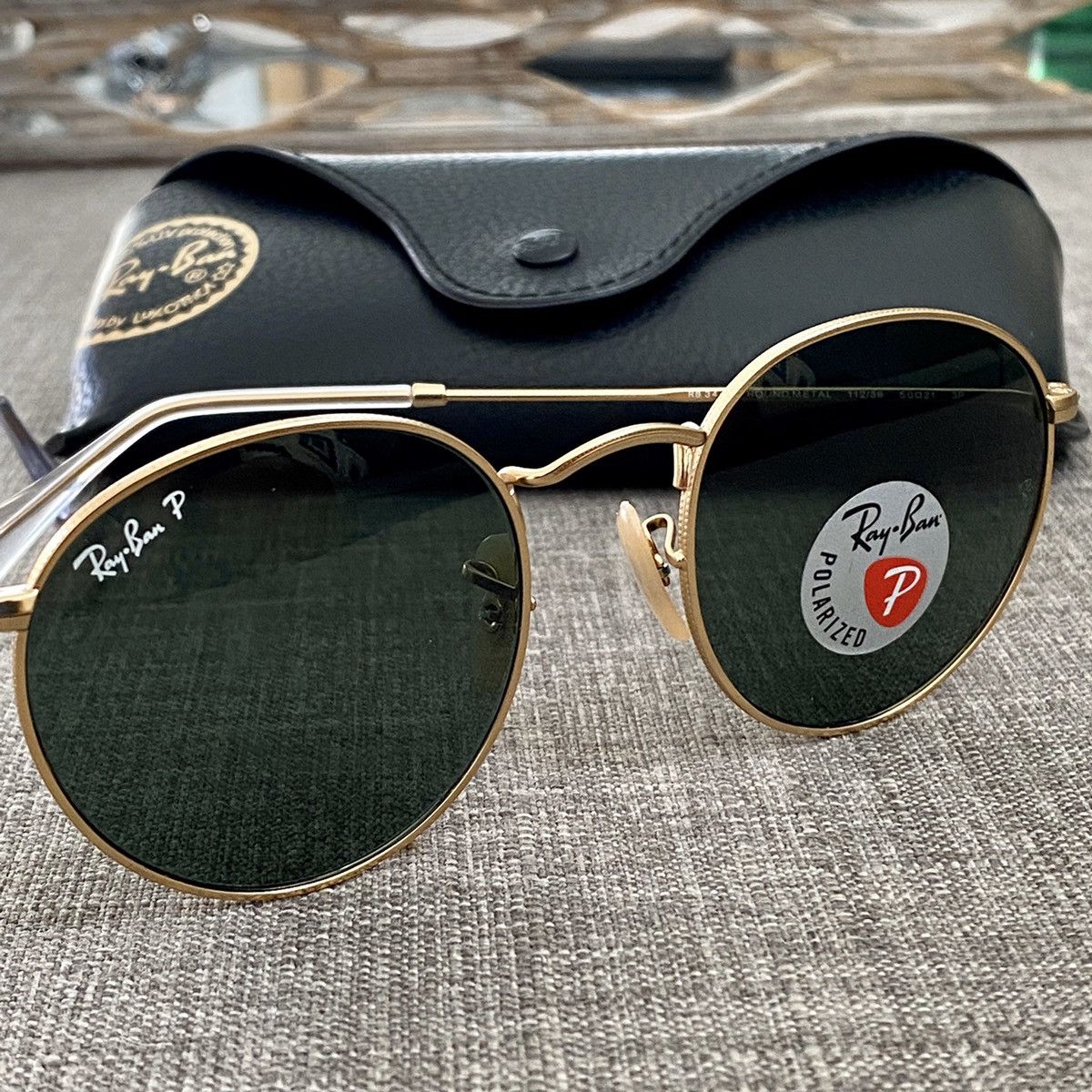 RayBan Ray Ban RB3447 Round Metal Polarized Sunglasses Grailed