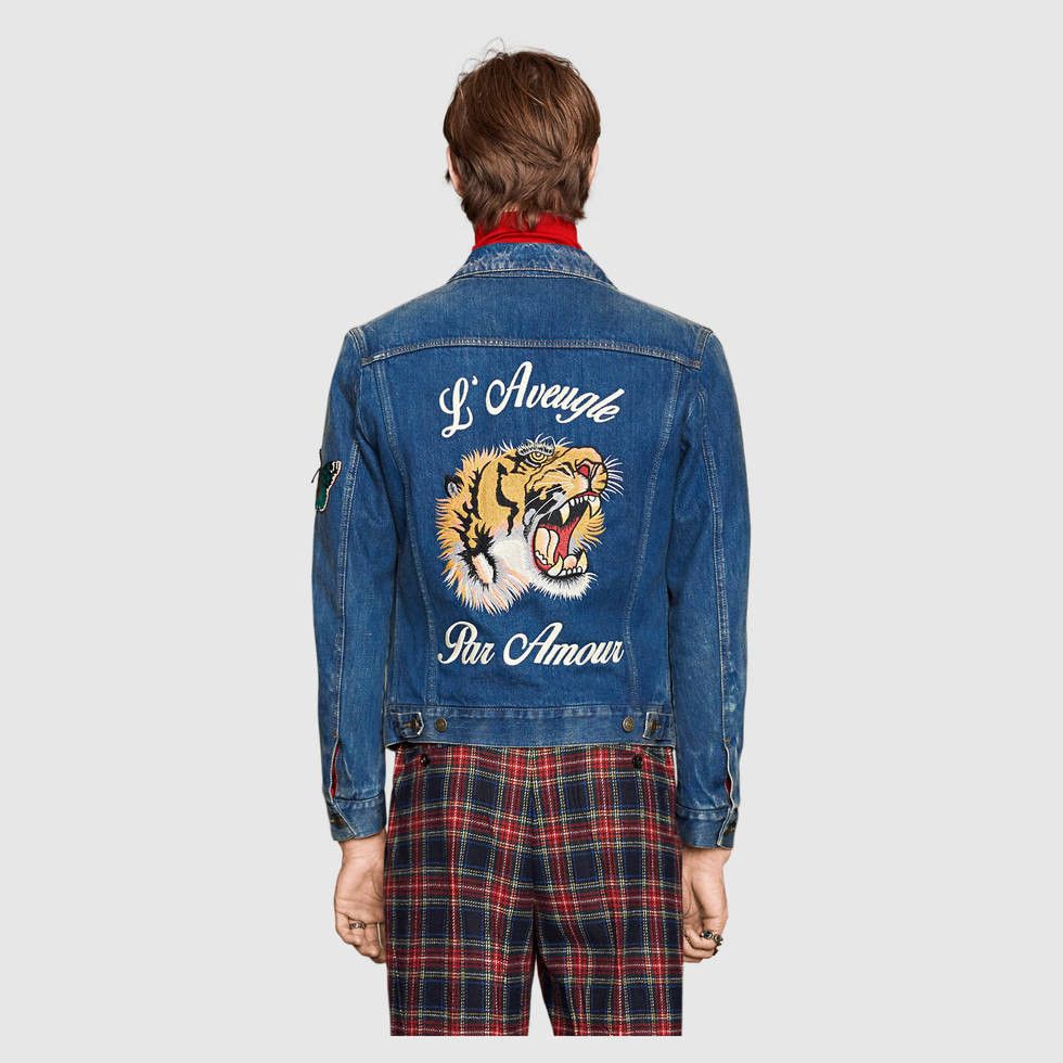 Gucci Gucci Men s Denim Jacket with Tiger Embroidery Grailed