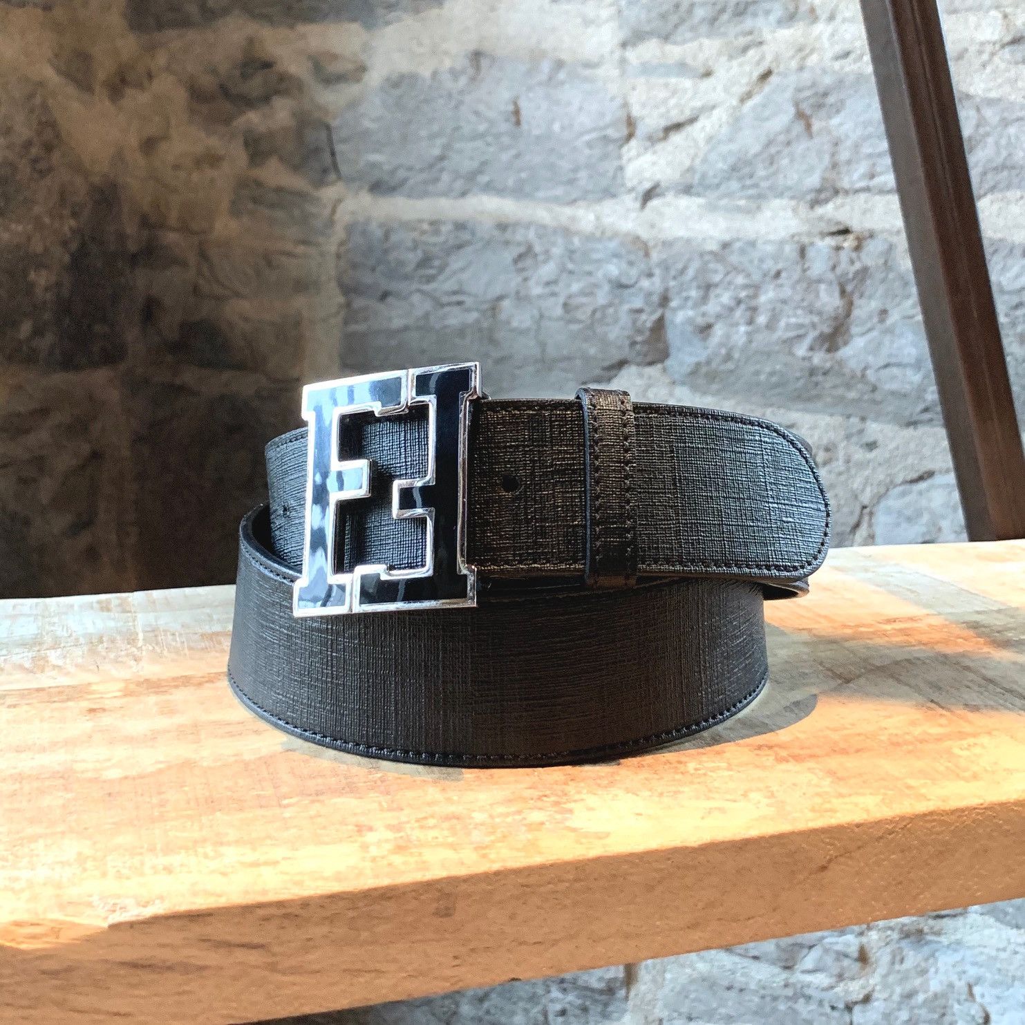 FENDI FFベルト ブラックレザー 極美品✨ FENDI レザー FFロゴ ベルト ブラック - メルカリ