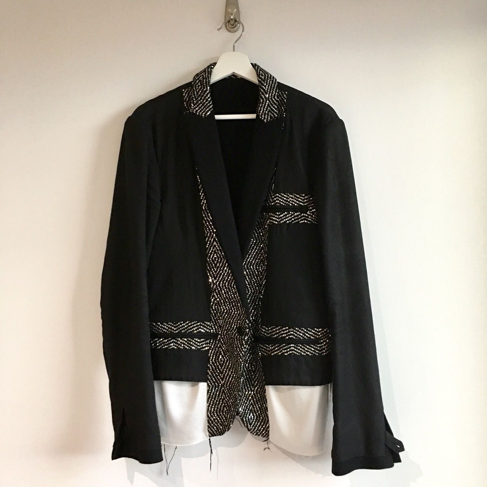 Haider Ackermann Haider Ackermann Sequinned Deconstructed One-Button Jacket Size 38R - 1 Thumbnail