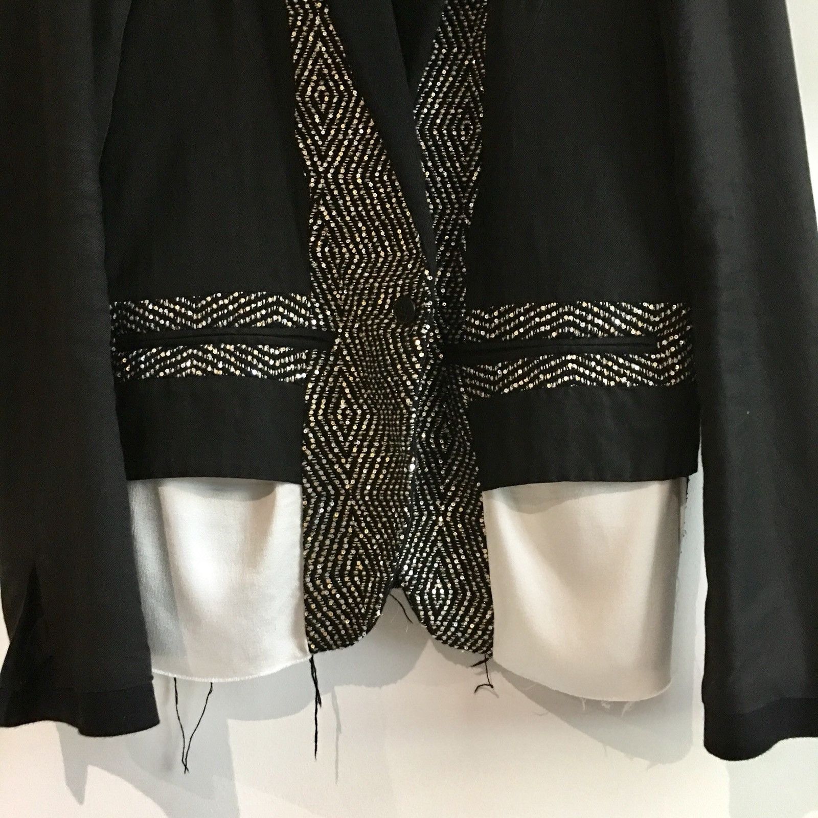 Haider Ackermann Haider Ackermann Sequinned Deconstructed One-Button Jacket Size 38R - 3 Thumbnail