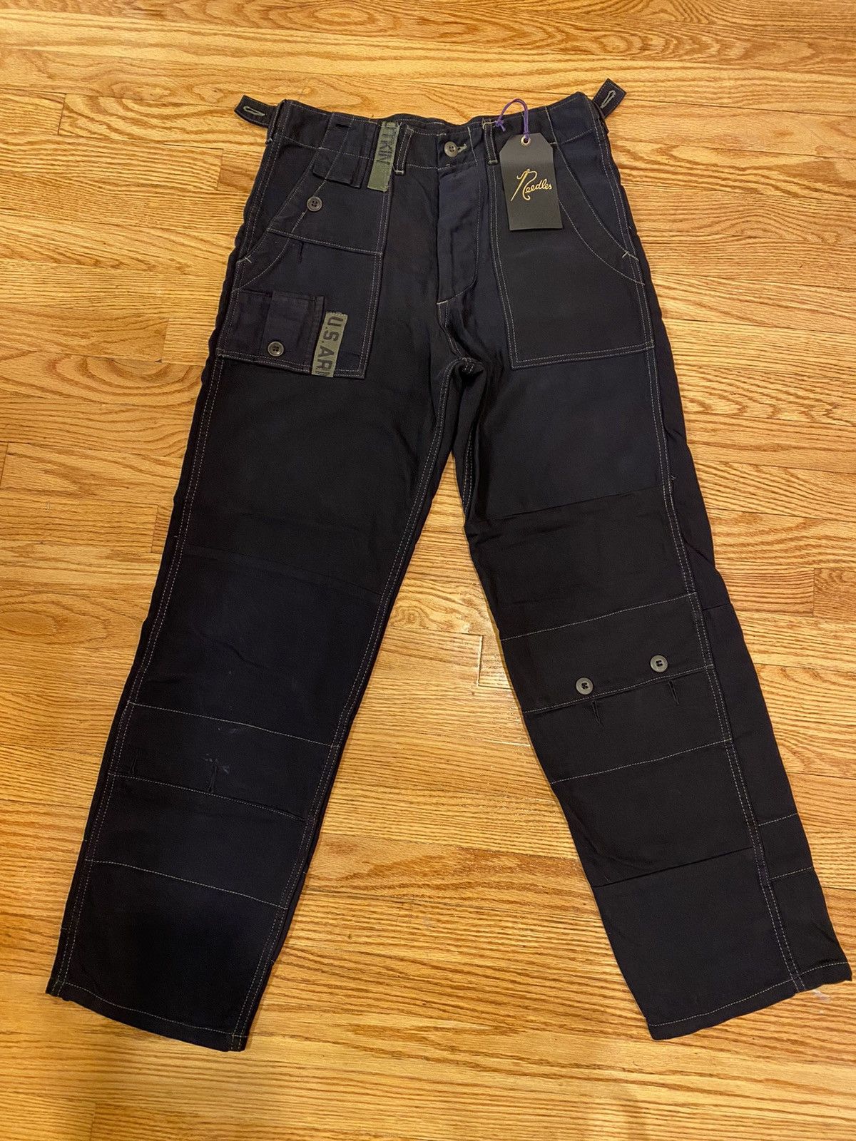 Pre-owned Needles Nwt Rebuild By  Fatigue Pant In Black