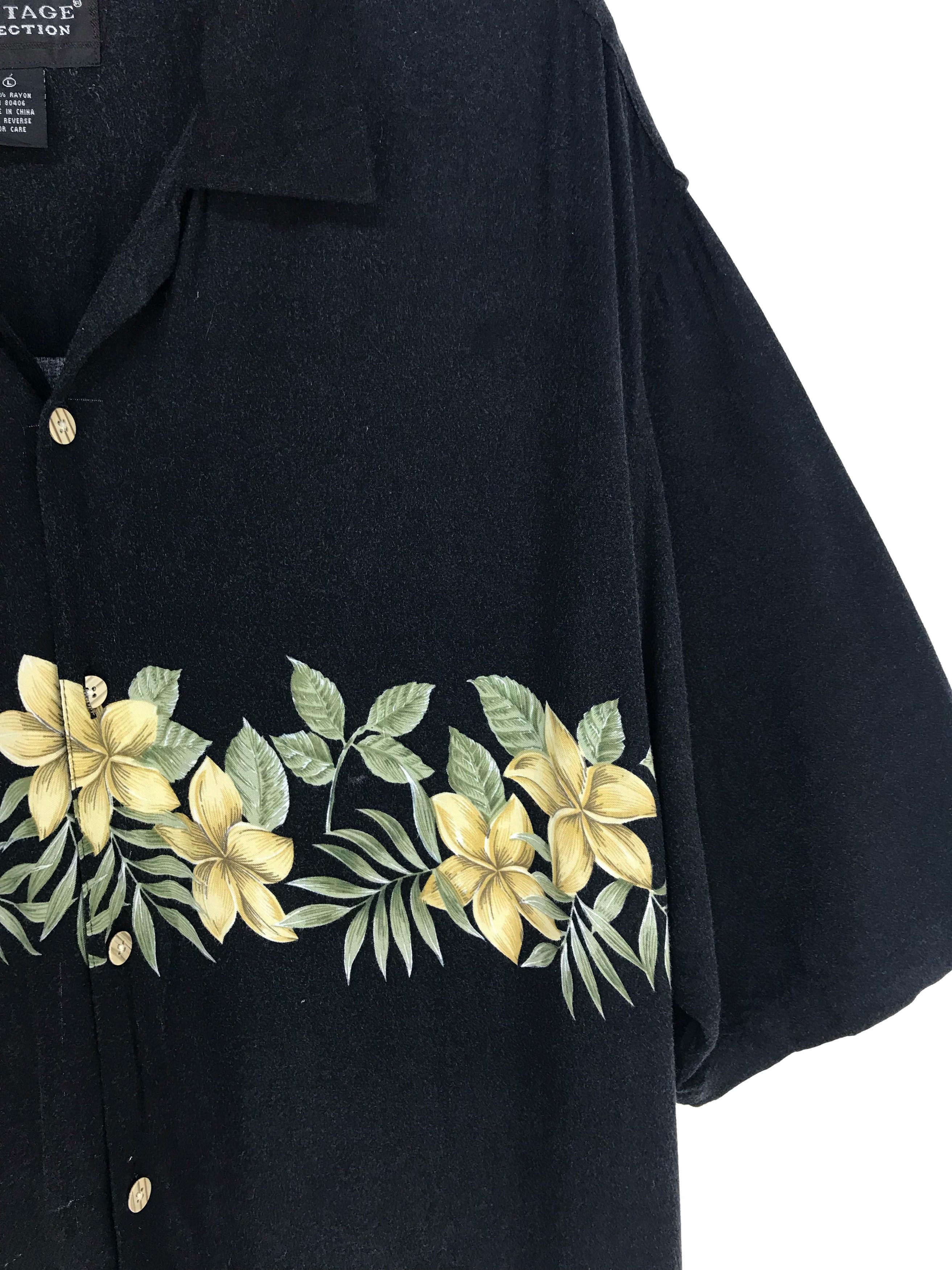 Montage Vintage Hawaiian MONTAGE Perpendicular Flowers Black Shirt Size US L / EU 52-54 / 3 - 3 Thumbnail