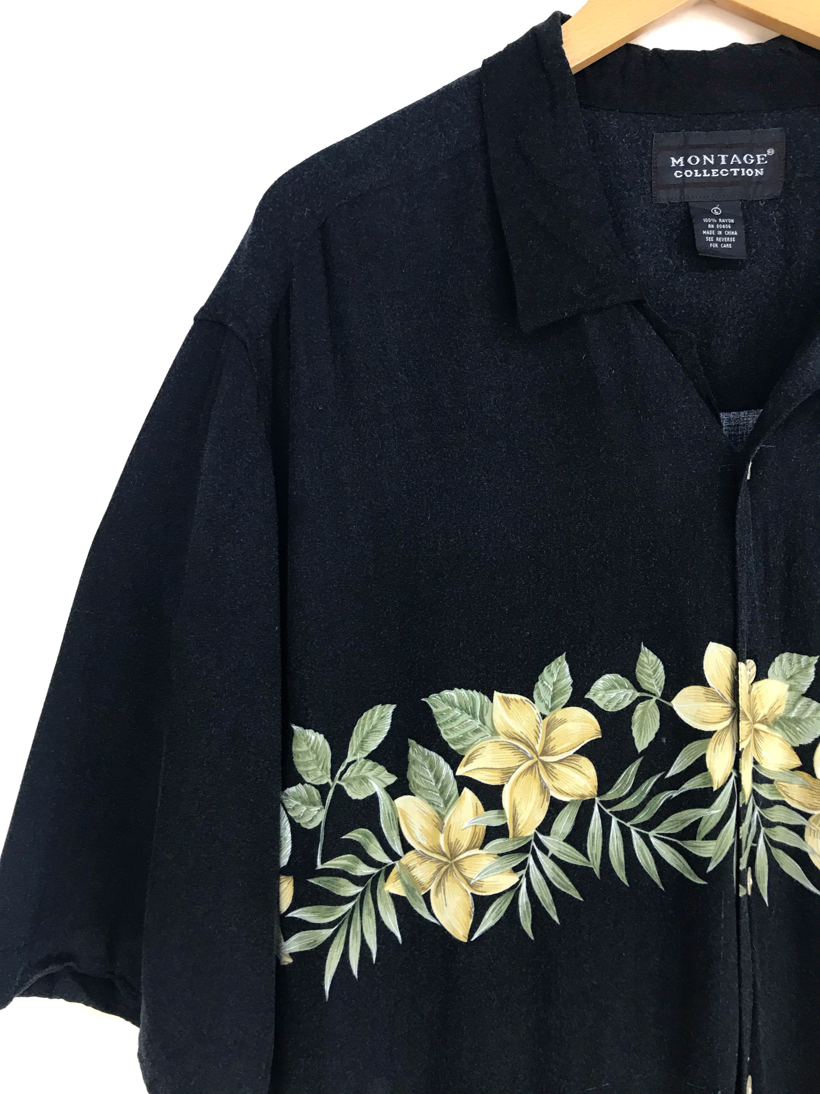 Montage Vintage Hawaiian MONTAGE Perpendicular Flowers Black Shirt Size US L / EU 52-54 / 3 - 2 Thumbnail
