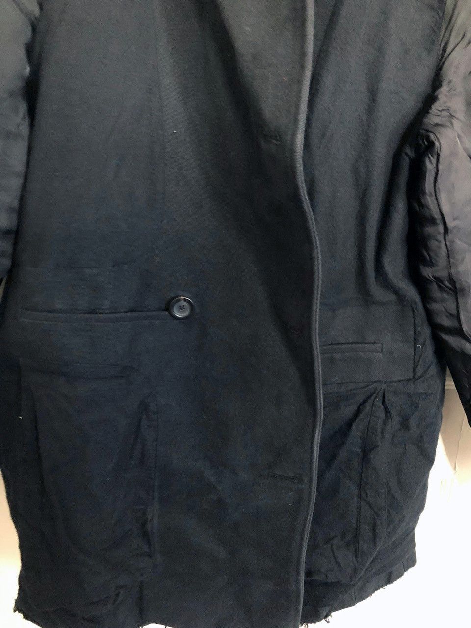Helmut Lang A/W Helmut Lang Distressed Biker 6 Pockets Pea Coat Size US L / EU 52-54 / 3 - 9 Thumbnail
