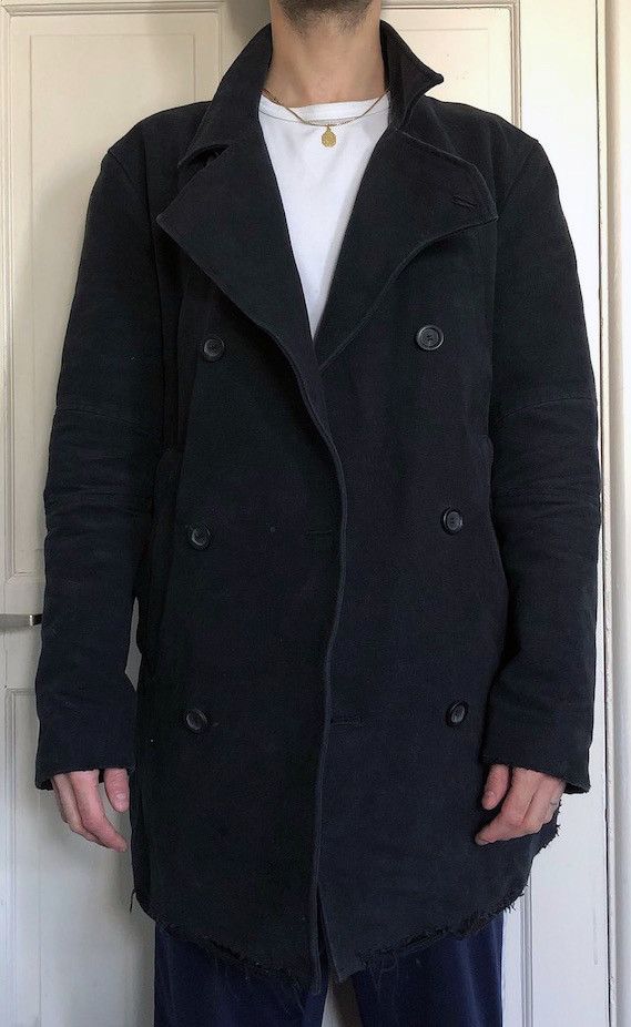 Helmut Lang A/W Helmut Lang Distressed Biker 6 Pockets Pea Coat Size US L / EU 52-54 / 3 - 1 Thumbnail