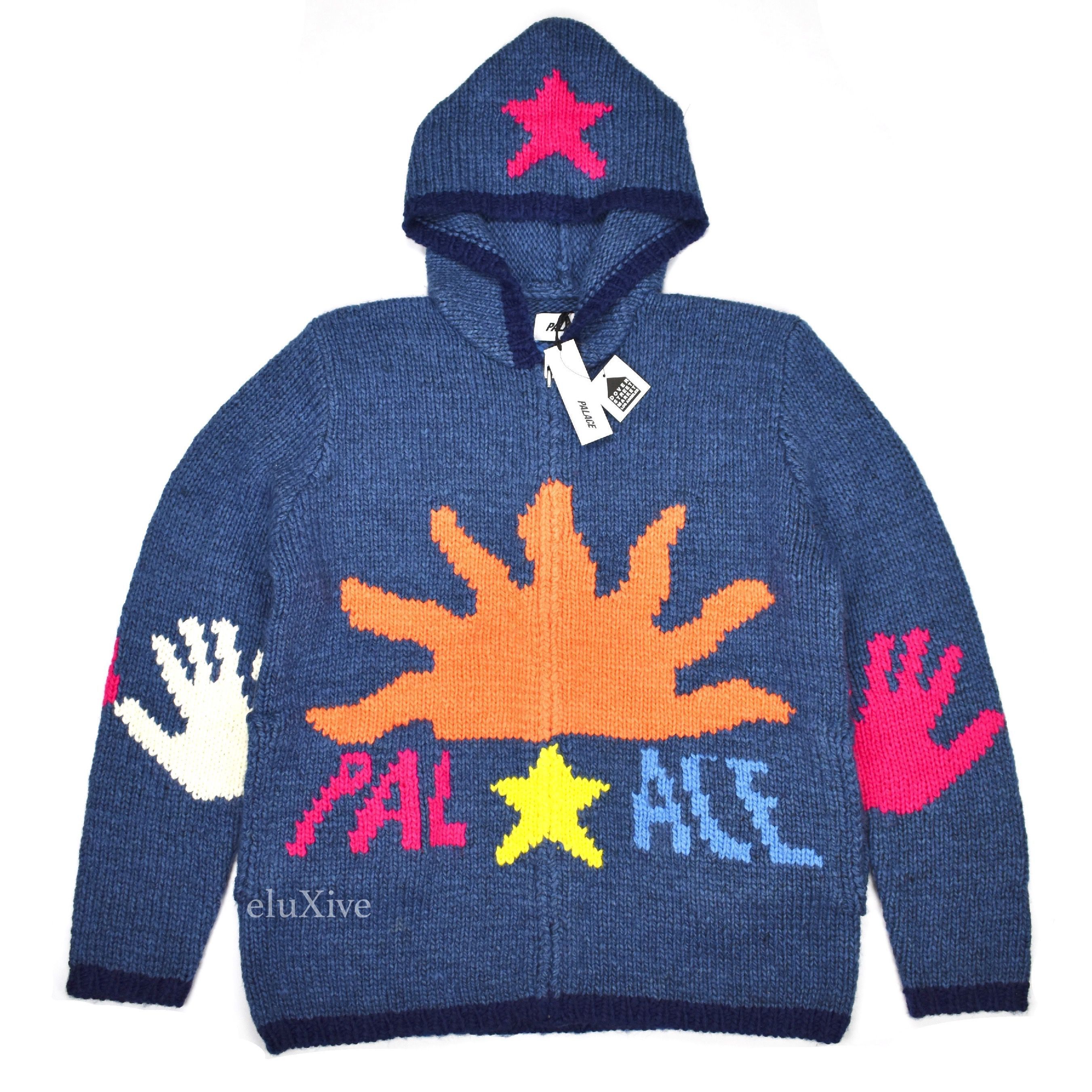 Palace Soap Dodger Sun Logo Intarsia Knit Hoodie DS | Grailed