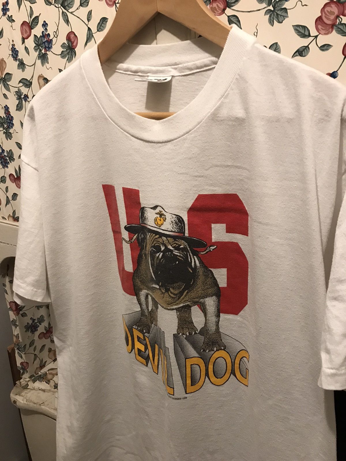 Vintage Vintage 90s USMC Bull Dog T-shirt Size US XL / EU 56 / 4 - 2 Preview