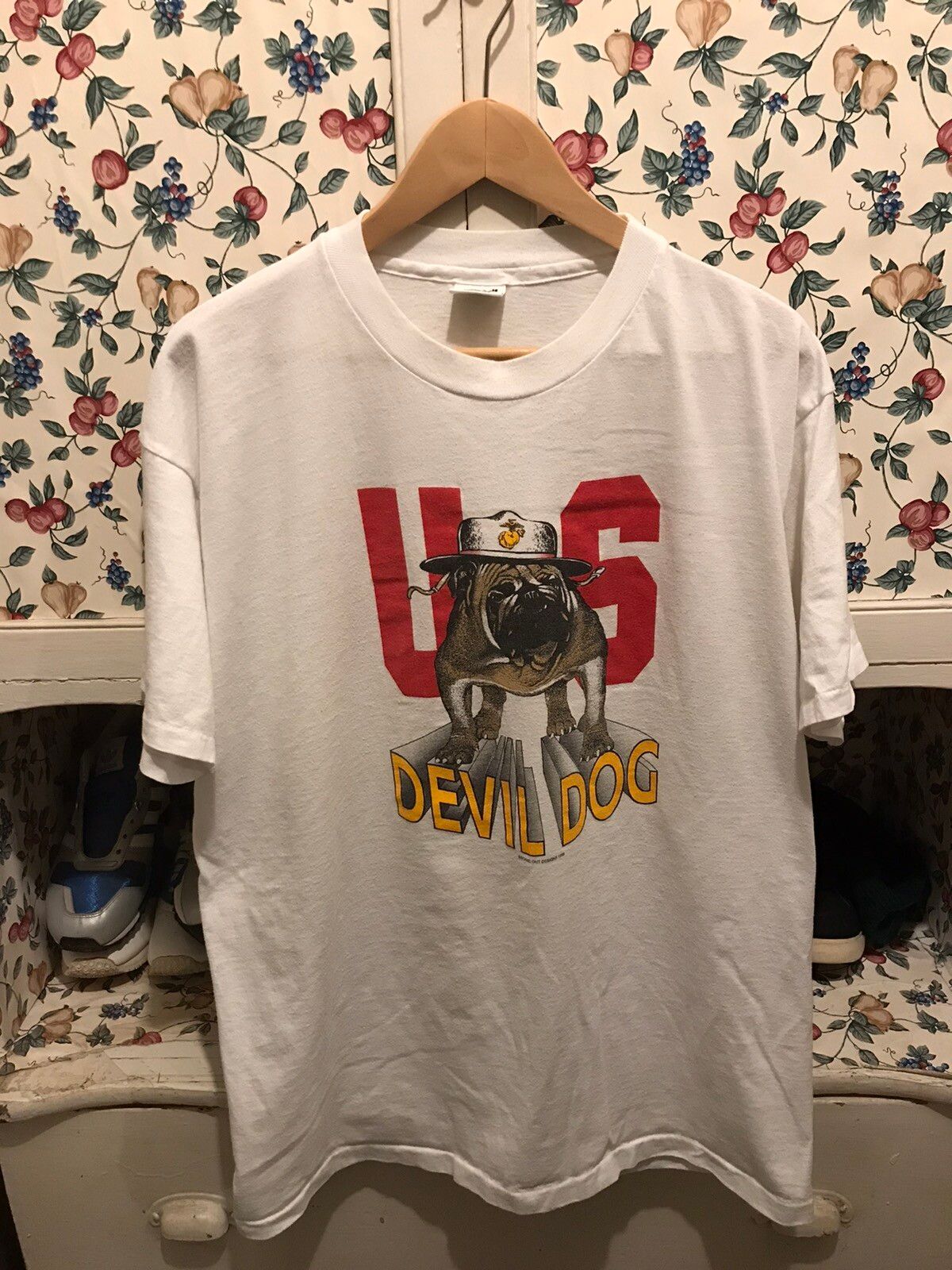 Vintage Vintage 90s USMC Bull Dog T-shirt Size US XL / EU 56 / 4 - 1 Preview