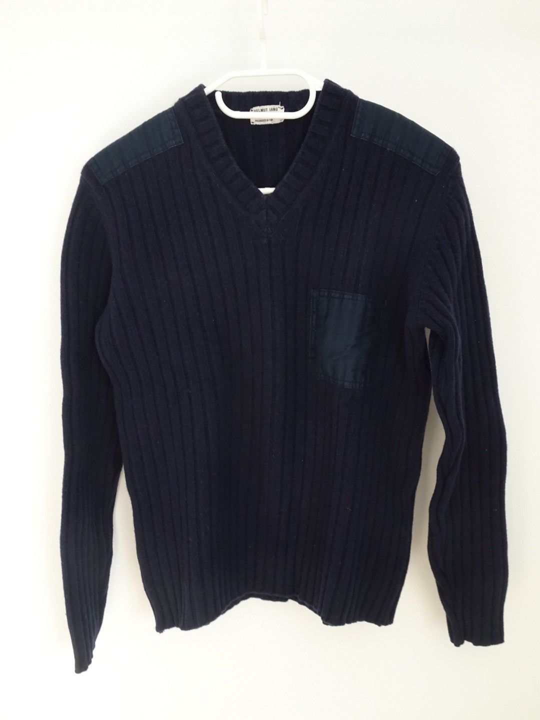 Helmut Lang Archive 1997 runway patch knit sweater | Grailed