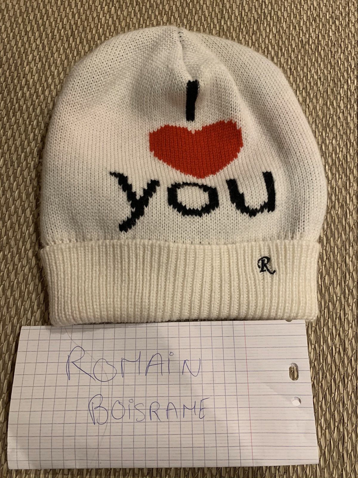 raf simons i love you beanie