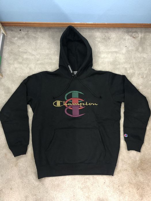 Supreme champion stacked c hooded sales sweatshirt black