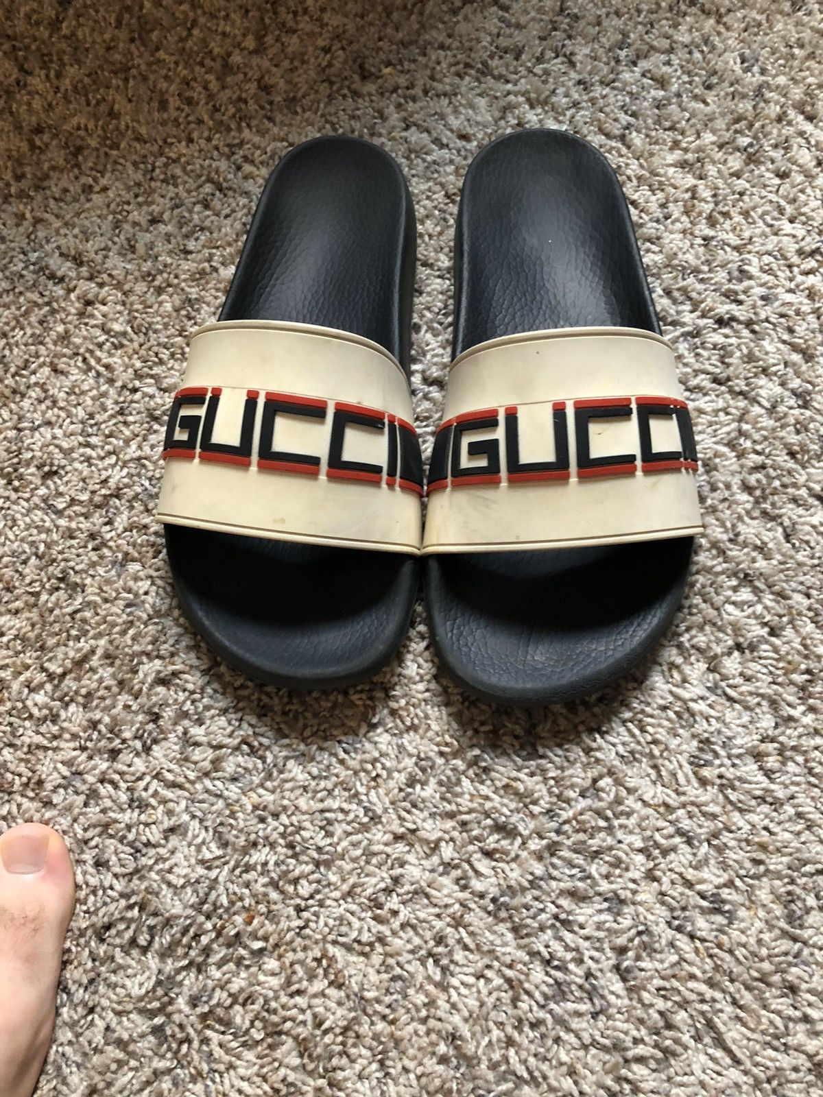 Gucci Gucci slides white red black | Grailed