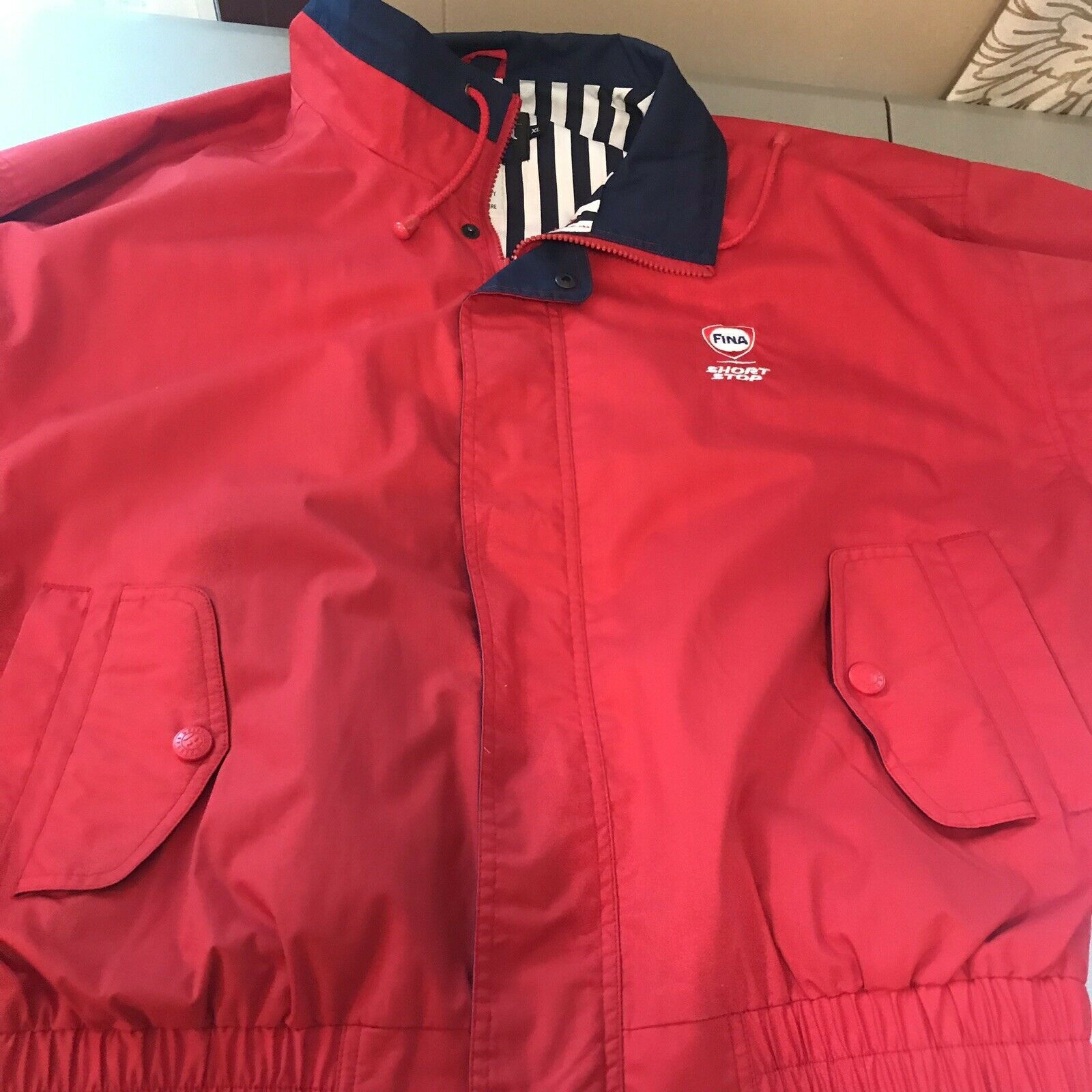 Vintage Fina Short Stop Red Jacket Gas Station Hartwell ViaSport Size US XL / EU 56 / 4 - 8 Thumbnail