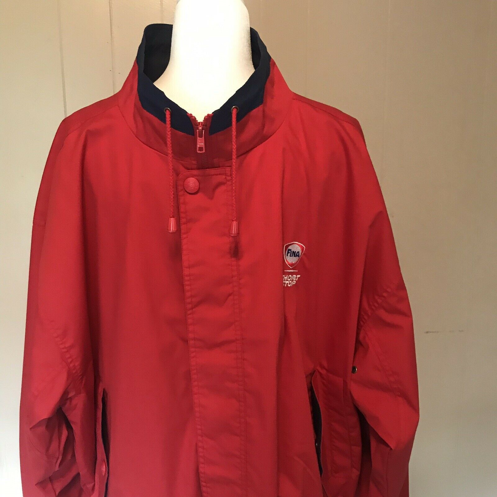 Vintage Fina Short Stop Red Jacket Gas Station Hartwell ViaSport Size US XL / EU 56 / 4 - 2 Thumbnail