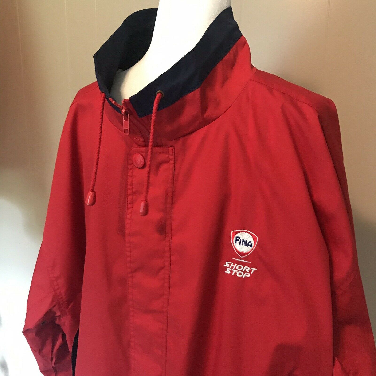 Vintage Fina Short Stop Red Jacket Gas Station Hartwell ViaSport Size US XL / EU 56 / 4 - 1 Thumbnail