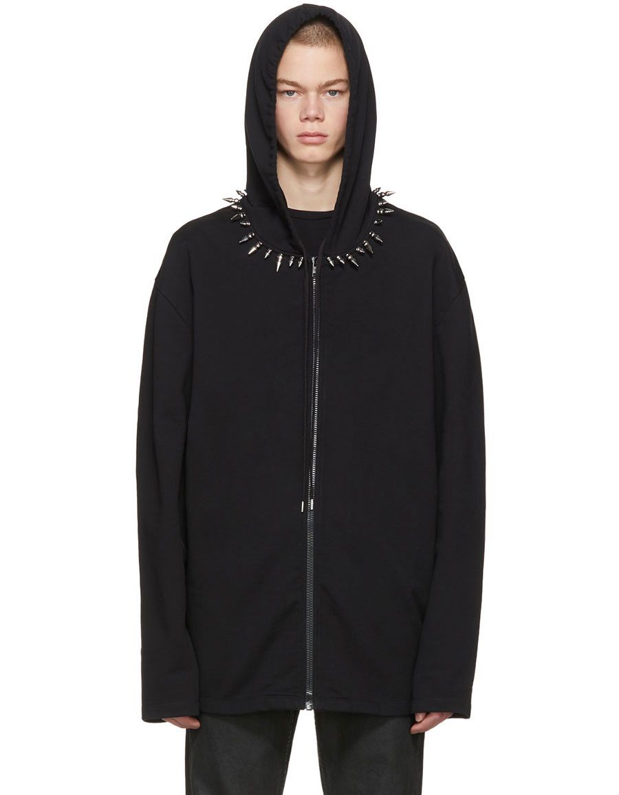 Helmut Lang Re-edition studded collar hoodie | Grailed
