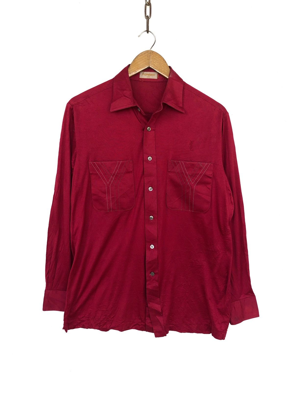 Saint Laurent Paris Classic Yves Saint Lauren PH Paris ™️ Logo Stretch Shirt Size US M / EU 48-50 / 2 - 3 Thumbnail