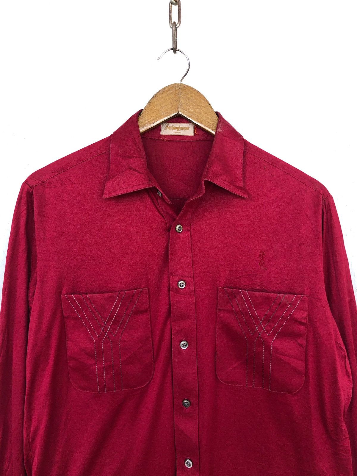 Saint Laurent Paris Classic Yves Saint Lauren PH Paris ™️ Logo Stretch Shirt Size US M / EU 48-50 / 2 - 2 Thumbnail