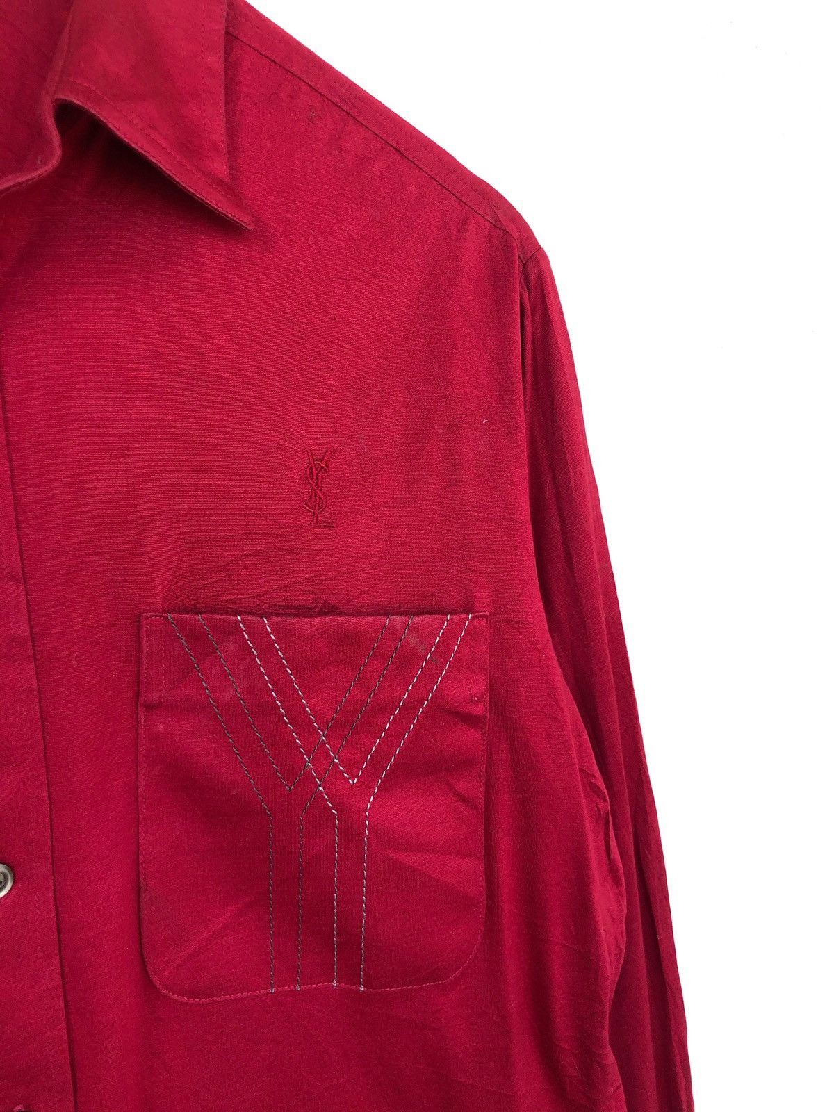 Saint Laurent Paris Classic Yves Saint Lauren PH Paris ™️ Logo Stretch Shirt Size US M / EU 48-50 / 2 - 1 Thumbnail