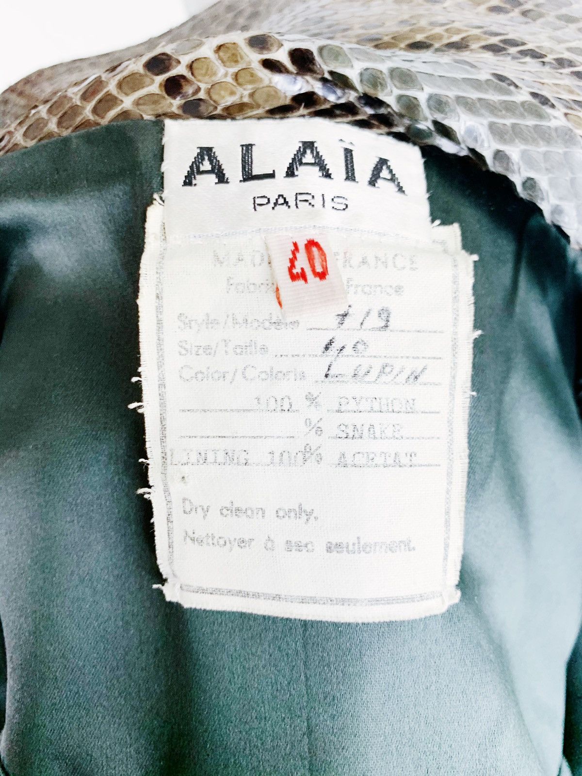 Alaia Iconic Azzedine Alaïa Spring 1991 RTW Python Leather Jacket Size US S / EU 44-46 / 1 - 13 Preview