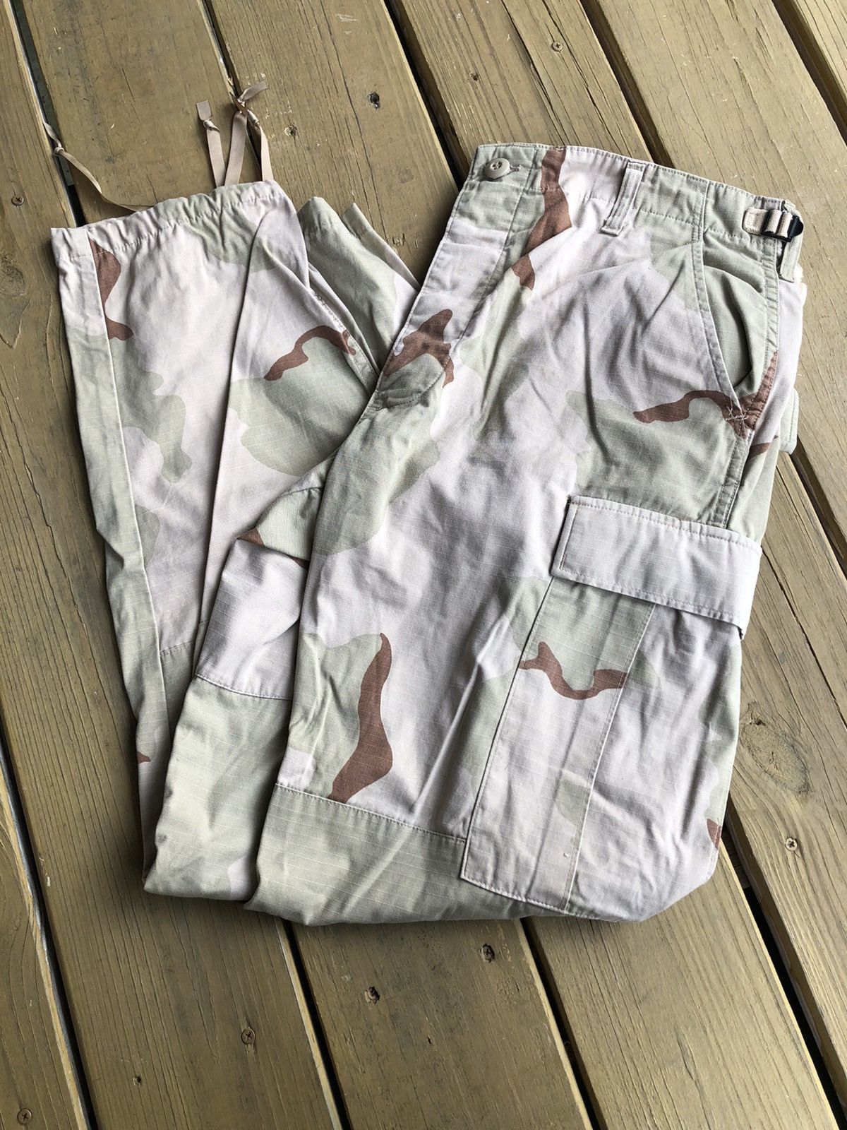 Camouflage DPM Desert Camo Ripstop Military Cargo Pants 7679 others Beige type Vintage Second Hand