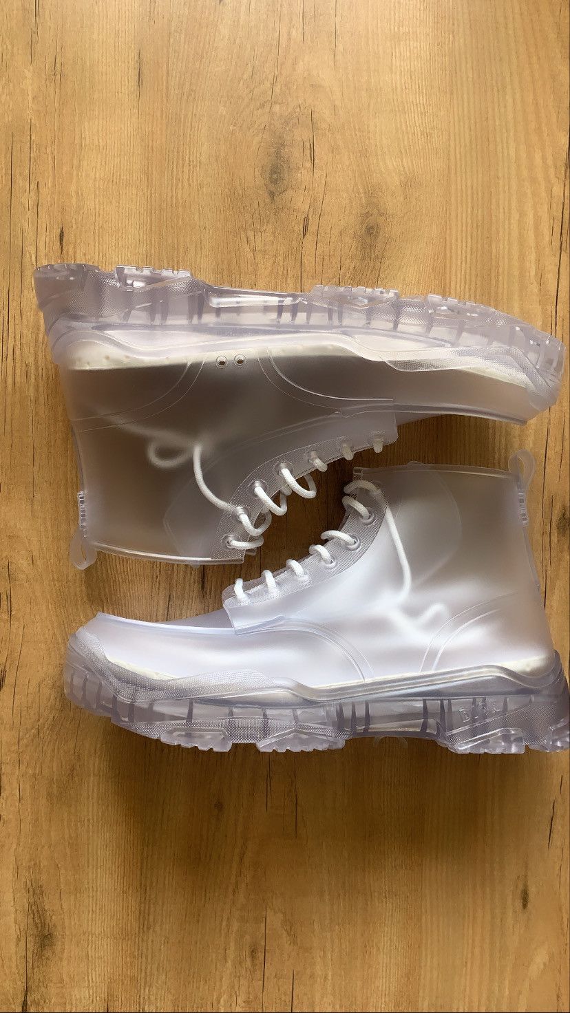 dior transparent high top rubber boots