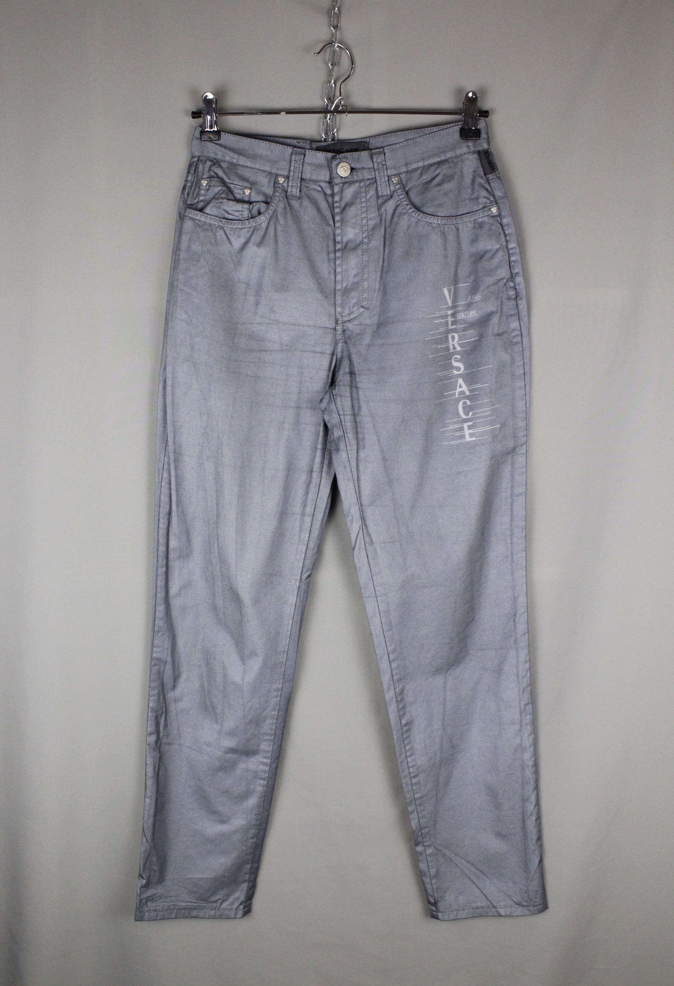 Versace Vintage Versace Jeans Couture Logo Silver Gray Pants Size US 30 / EU 46 - 2 Thumbnail