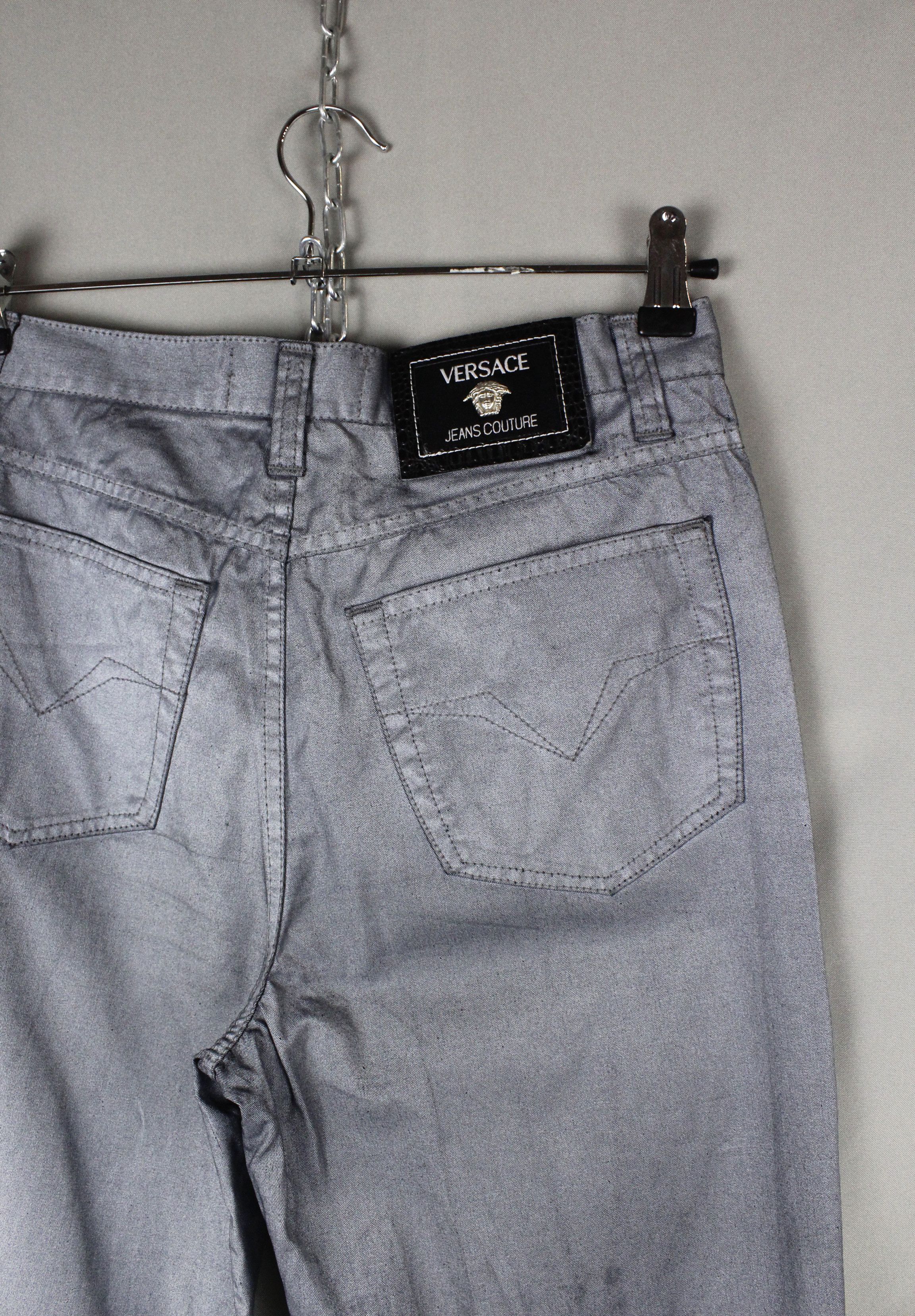 Versace Vintage Versace Jeans Couture Logo Silver Gray Pants Size US 30 / EU 46 - 11 Thumbnail