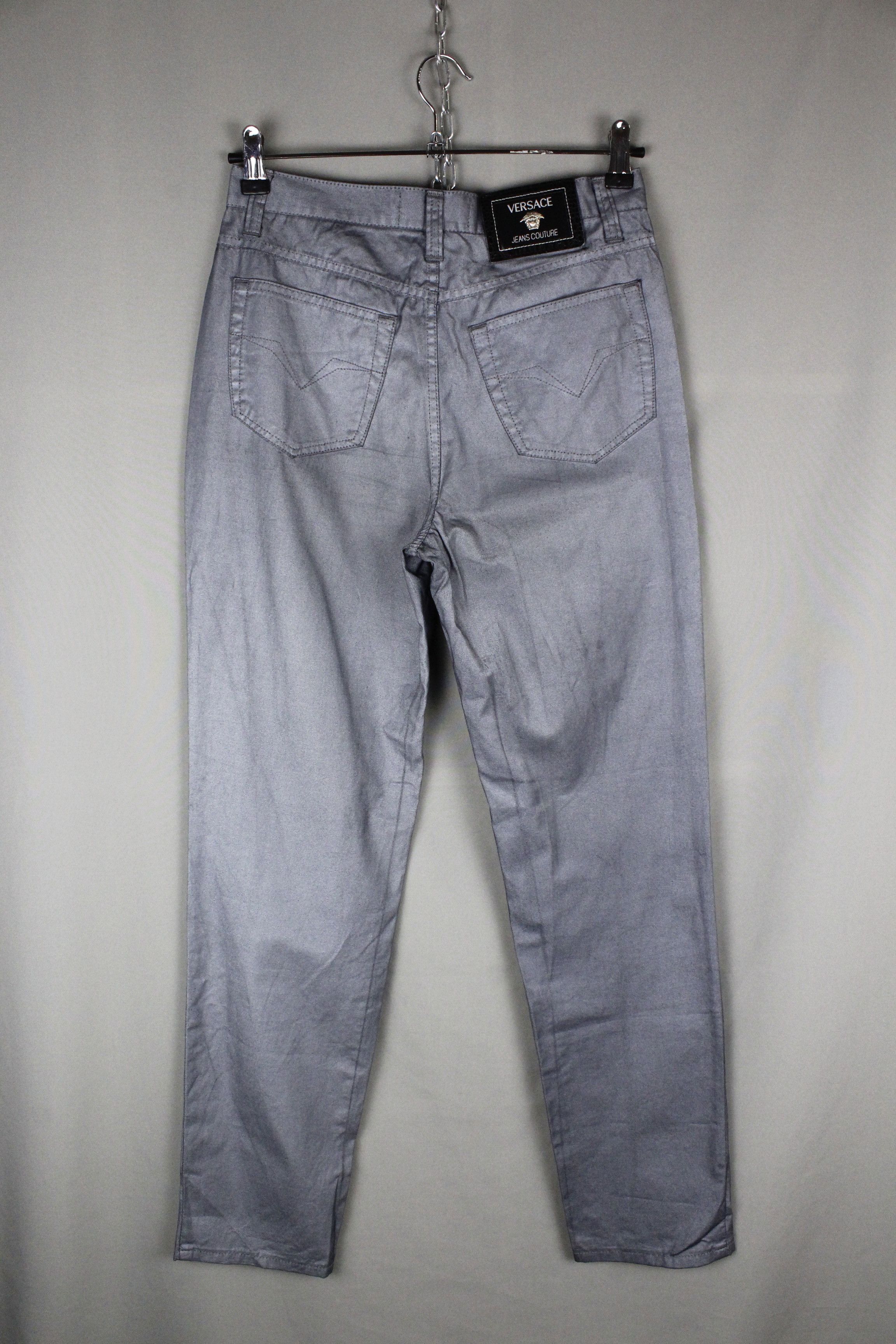 Versace Vintage Versace Jeans Couture Logo Silver Gray Pants Size US 30 / EU 46 - 10 Thumbnail