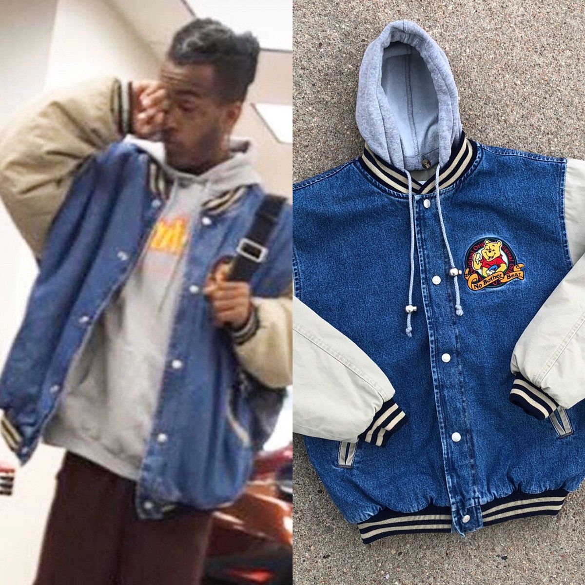 Disney Vintage 90s XXXTENTACION Winnie the Pooh Varsity Denim Jacket Grailed