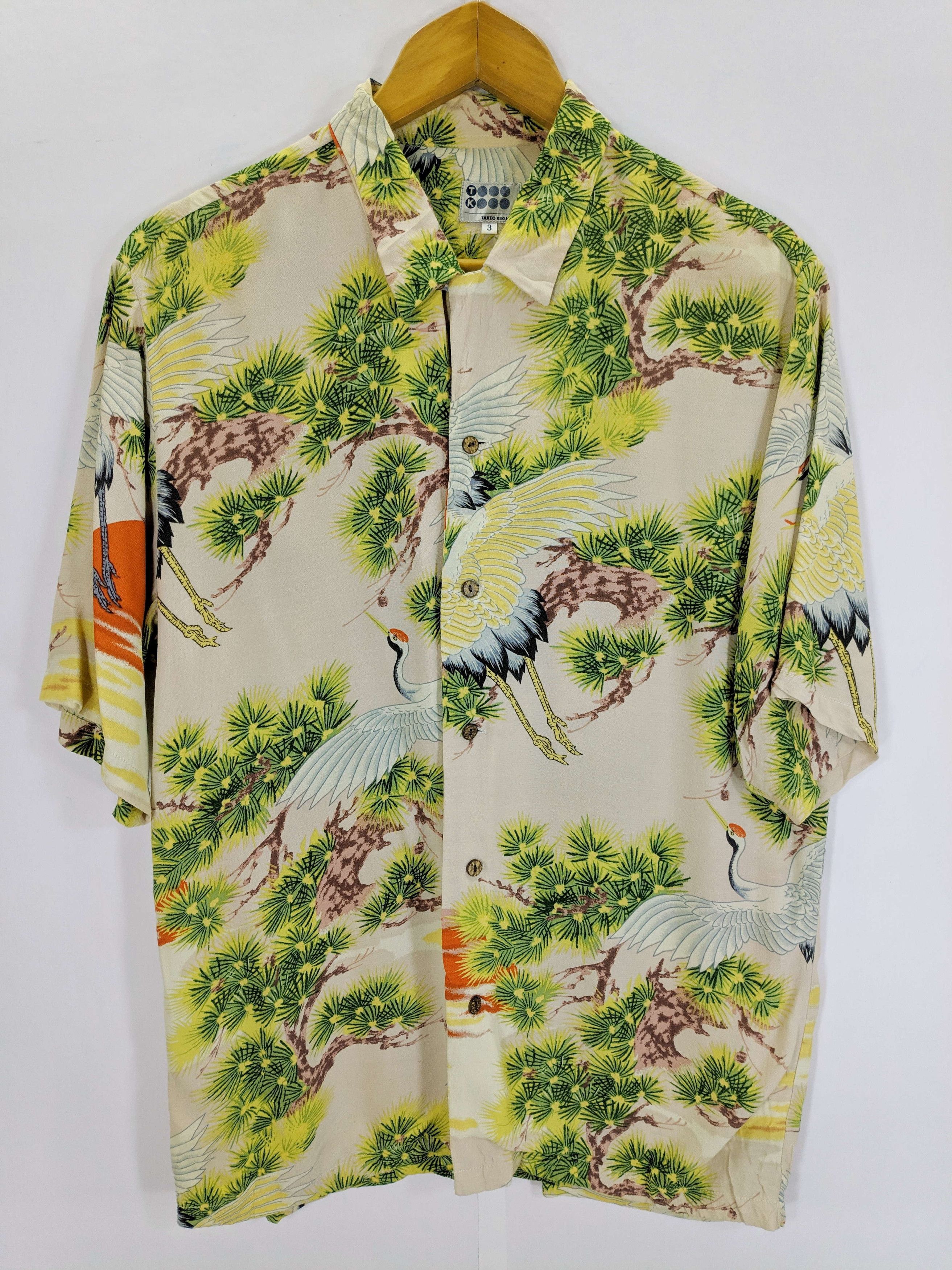 Japanese Brand × Takeo Kikuchi Rayon hawaiian crane bird Paradise Kimono Crane Bird Aloha Size US M / EU 48-50 / 2 - 1 Thumbnail