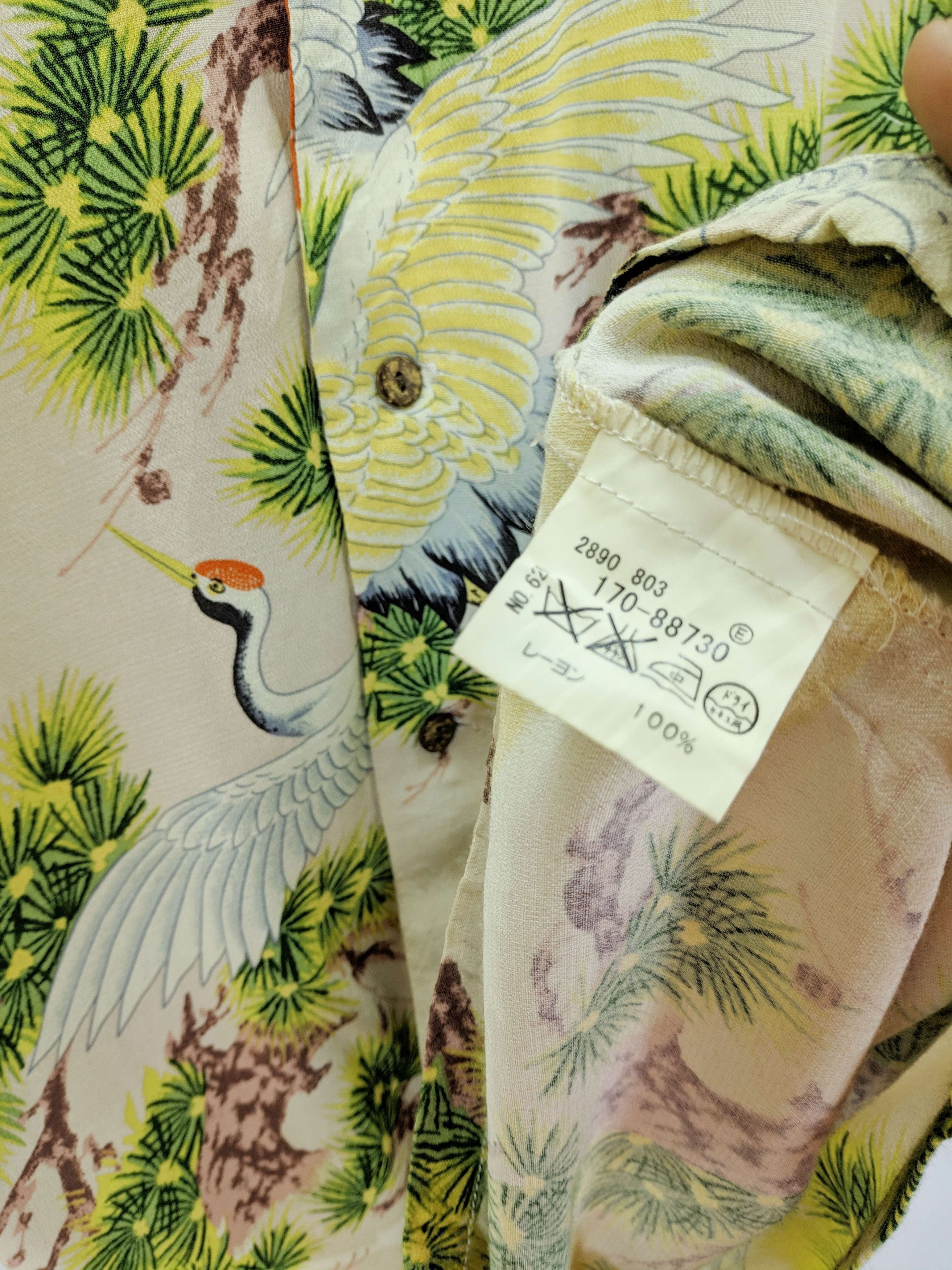 Japanese Brand × Takeo Kikuchi Rayon hawaiian crane bird Paradise Kimono Crane Bird Aloha Size US M / EU 48-50 / 2 - 6 Thumbnail