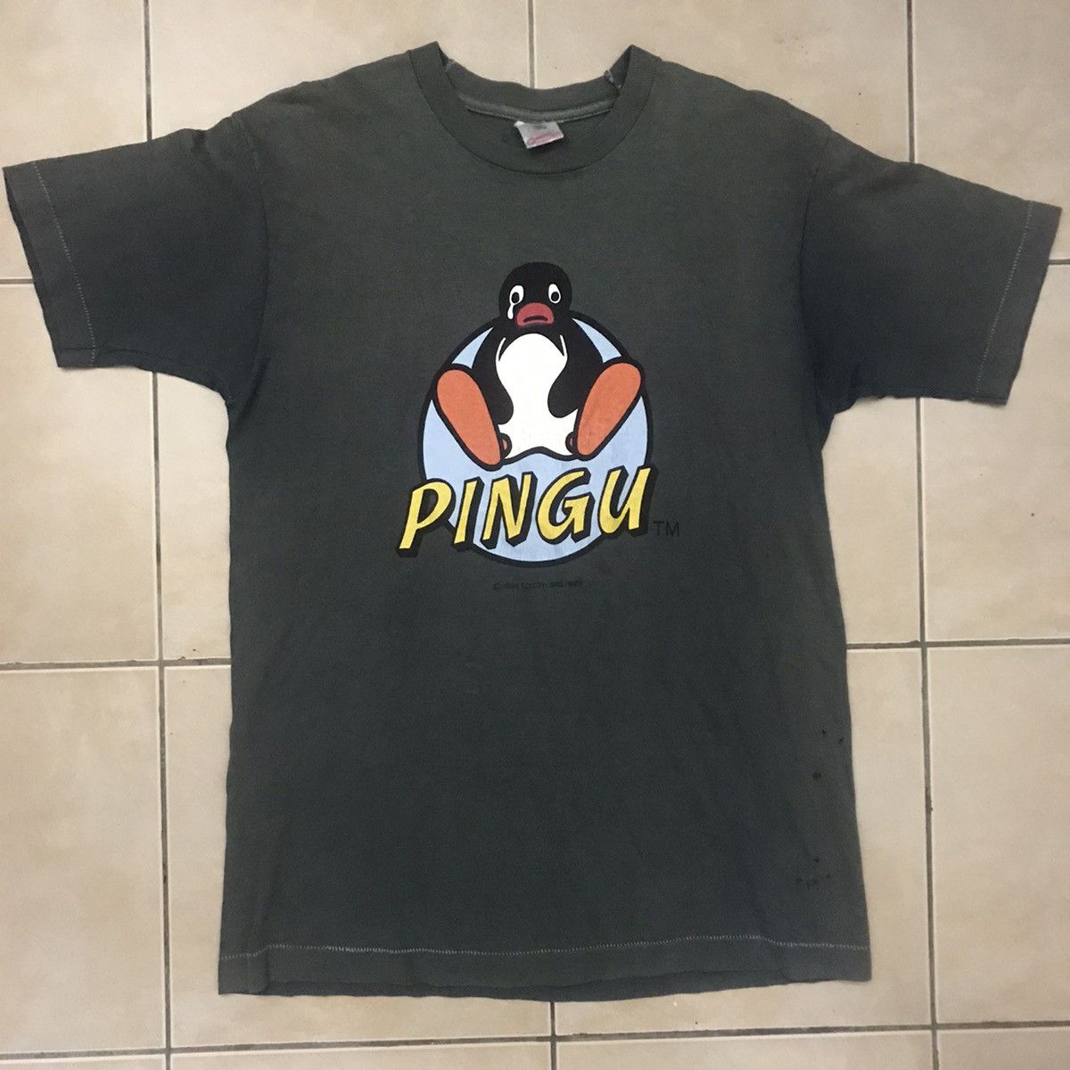 vintage distressed cartoon pingu 90s