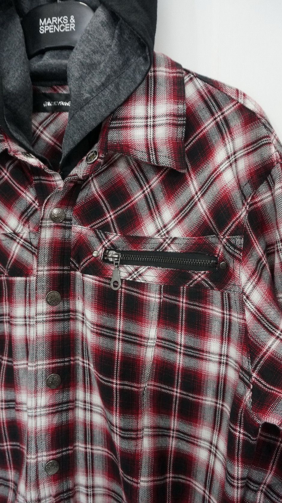Flannel GILEVANS Shadow Plaid Zippered Hoodie Flannel Shirt Size US S / EU 44-46 / 1 - 9 Thumbnail